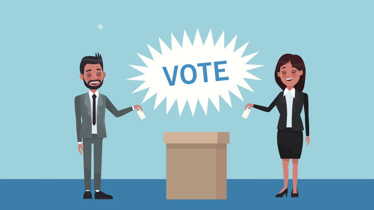 투표 상자 캐릭터와 함께 후보 커플