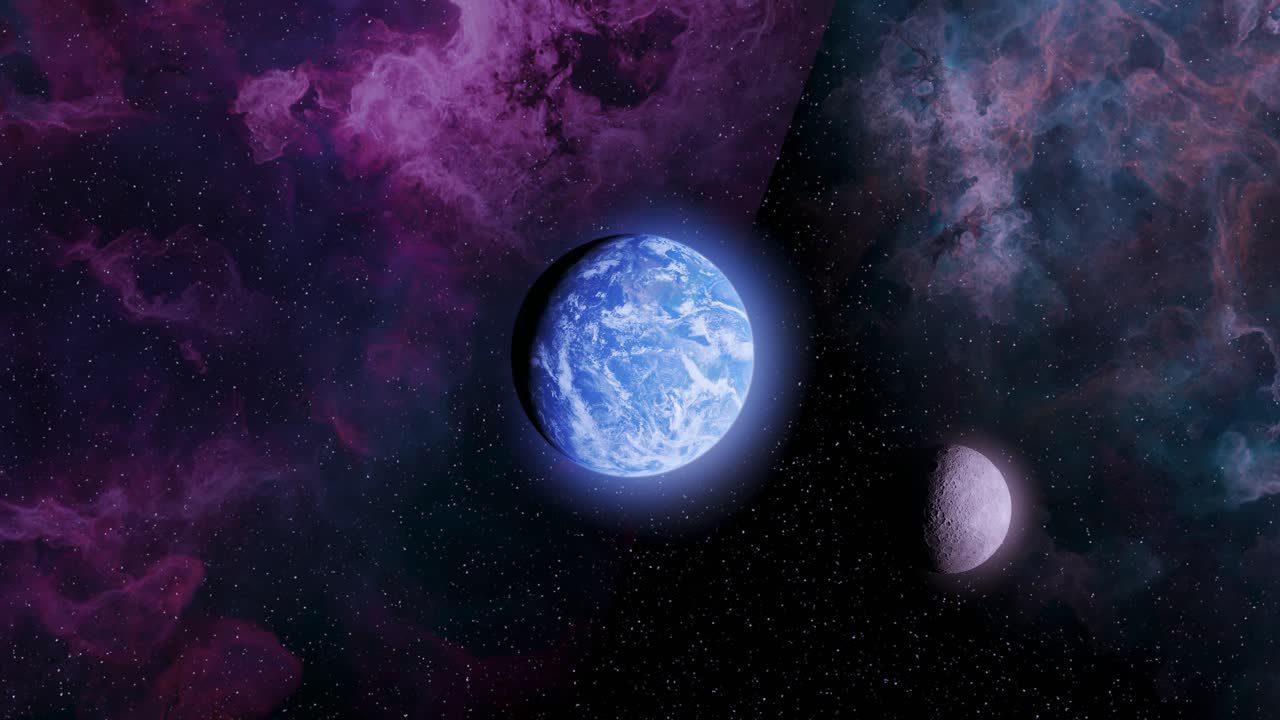 Alien Planet with Moon in a Nebula