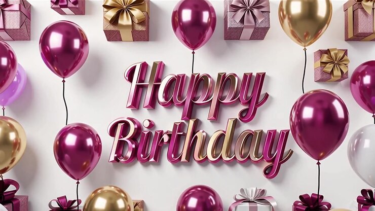 Sfondo di compleanno con palloncini e regali