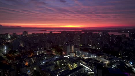 sunset skyline at porto alegre in rio grande do sul brazil. sunset landscape. downtown district. highrise buildings city skyline. sunset skyline at porto alegre in rio grande do sul brazil.