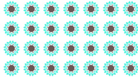 dia van cirkelvormige geometrische patronen, voornamelijk in aqua-achtige en bruine kleur