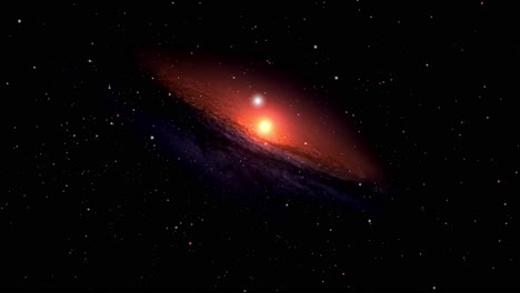 una galaxia con una luz brillante en el medio está en un universo oscuro
