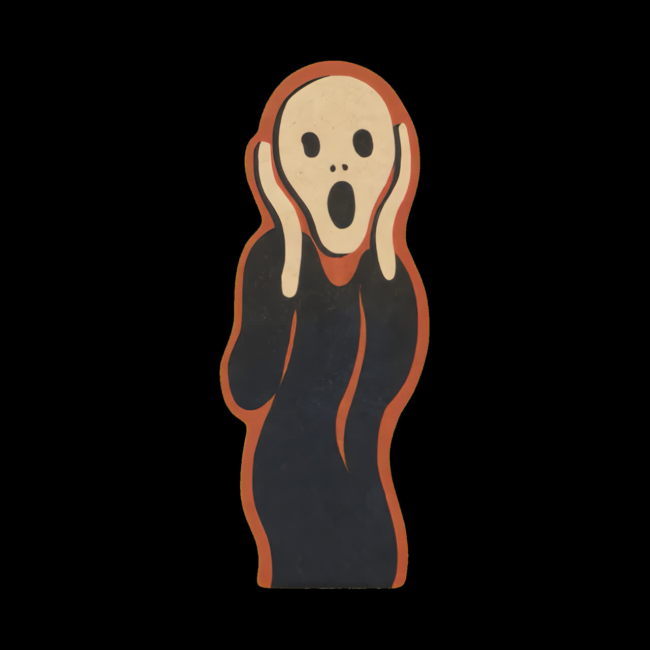 Iconic scream painting illustration animation isolated asset, transparent 4K video, alpha channel