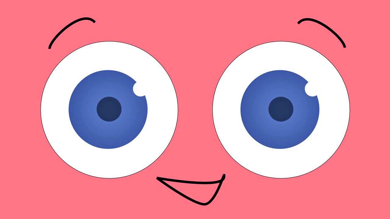 cara feliz de dibujos animados en 4k, grandes ojos azules.