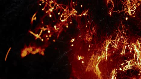 artistic fire trails: blazingly hot fire-trails crawl all over the screen and leave behind larger clouds of red hot metal pulsing up from time to time