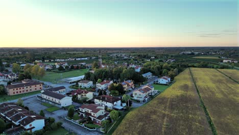 Aerial View of a Peaceful Italian Village at Sunset
