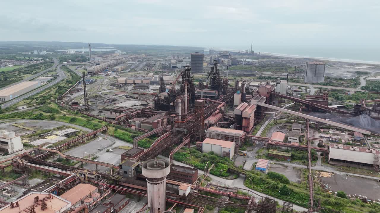 Closed Steel works Port Talbolt, Wales UK drone,aerial 4K footage