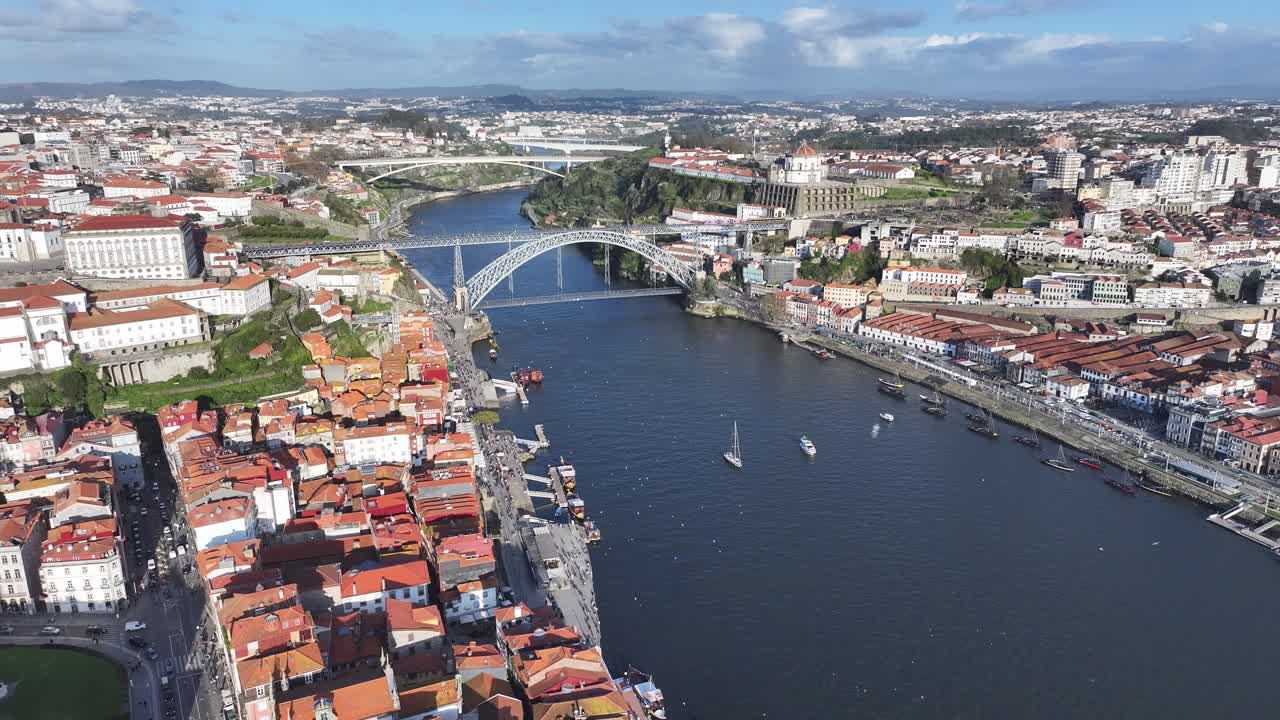 Porto Skyline At Porto In District Of Porto Portugal. Downtown District. Medieval Buildings. Historical City Scene. Porto Skyline In Portugal. Portugal Skyline. Travel Landscape.