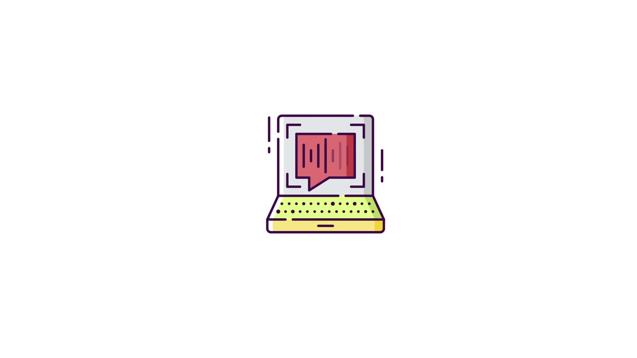 Animeret laptop-ikon, der viser stemmegenkendelsesproces
