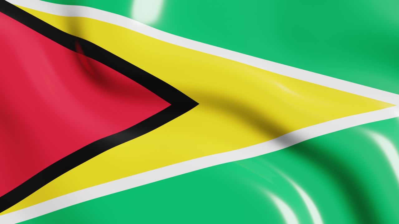 bandera ondeando del país de guyana. 3d render bandera nacional fondo dinámico. 4k realista bucle sin costuras clip de video animado