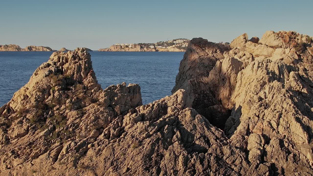 Aerial view of coastline and sea near Mallorca Spain
