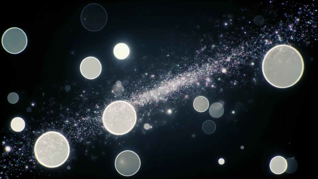 Abstrakti liikkuva tausta leijuvilla hehkuvilla hiukkasilla ja bokeh-efektillä