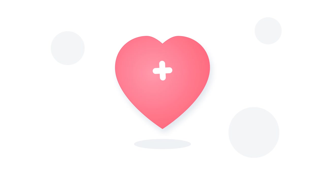 Animated Pink Heart with White Plus Sign Icon
