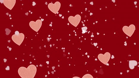 animation of hearts floating over red background