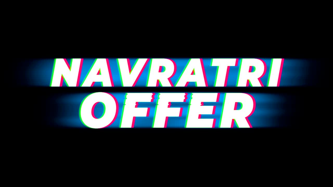 navratri ofrece una promoción de efectos de glitch de texto vintage.