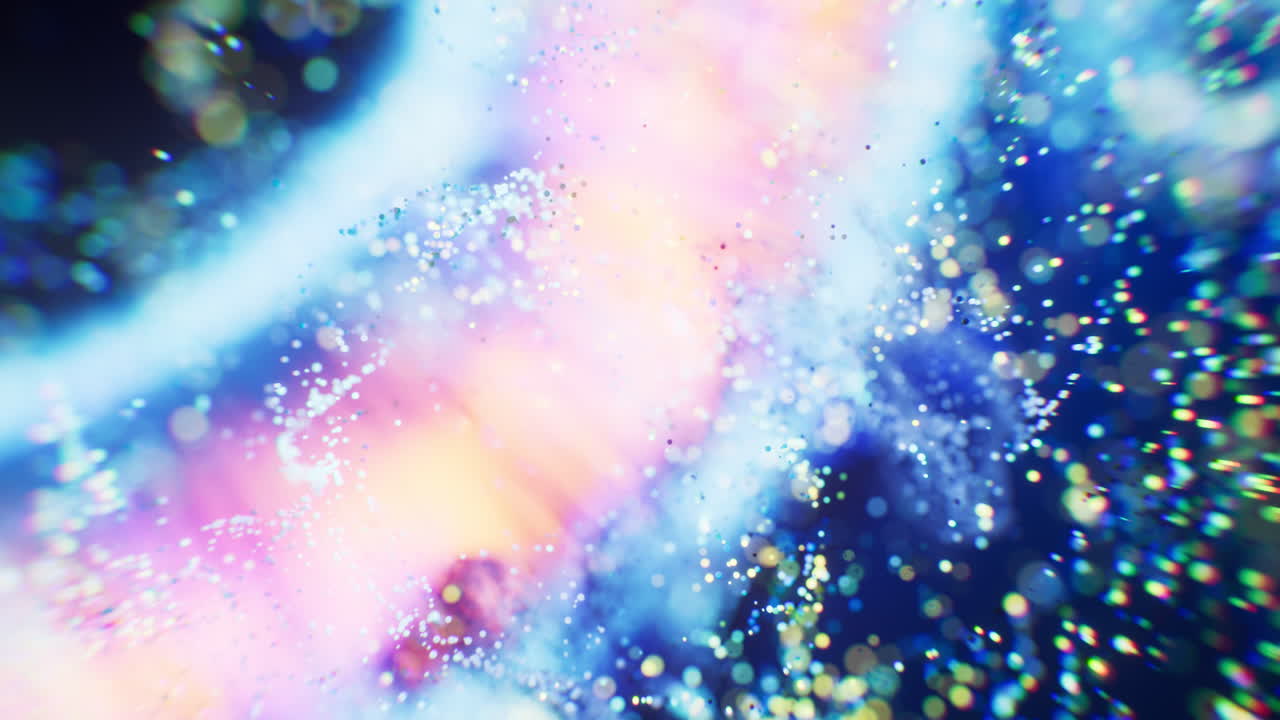 Flowing wave particles background, 3d rendering.