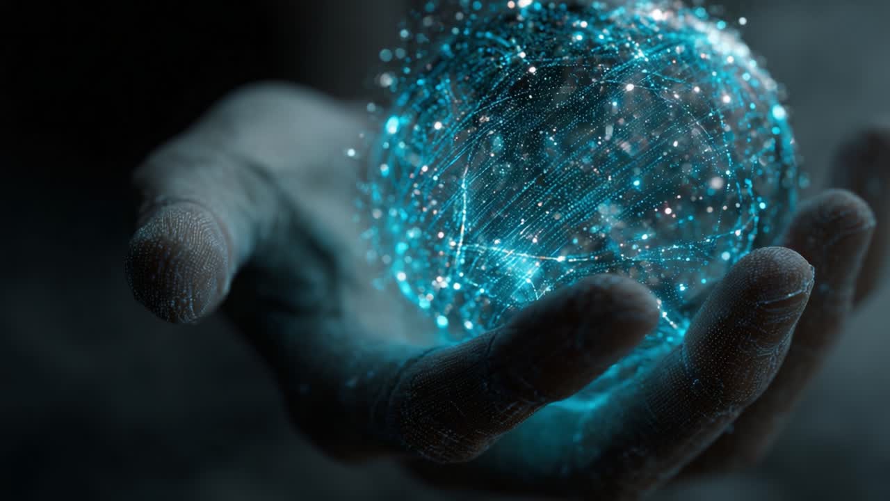 Captivating Glowing Sphere of Energy Held in Hand, Symbolizing Connection, Innovation, and the Interplay of Light and Technology