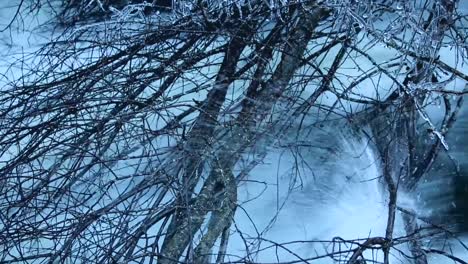 flowing waters of freezing mountain stream