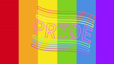 animación del texto de orgullo de neón sobre el fondo del arco iris