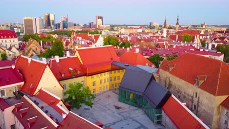 aerial view of tallinn's old town and modern skyline