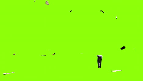 falling debris animation over green background