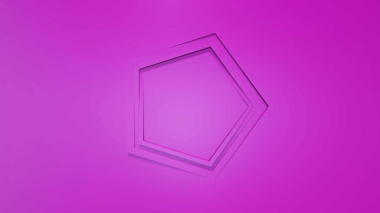 розовая бизнес-анимация. вращение пятиугольных кадров. 3d-рендеринг, окно, петля, минималистический твердый цвет. перевертка