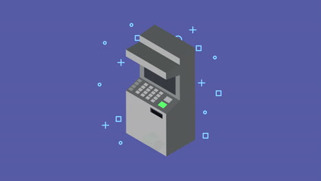 banking money dispenser machine animation