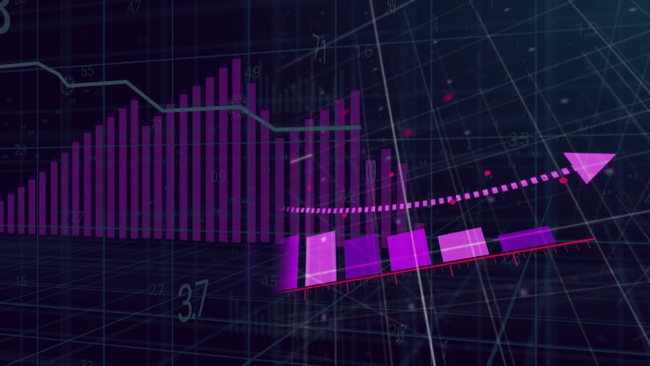 animación del procesamiento de datos financieros sobre un fondo negro
