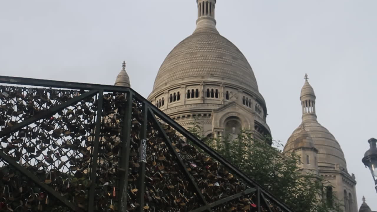 Sacre-Coeur Basilica in Paris with Love Locks