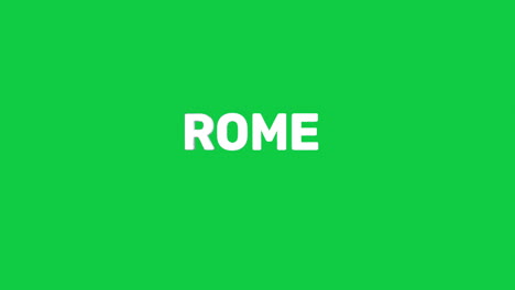a smooth and high quality, silver 3d text reveal of the capital city "rome