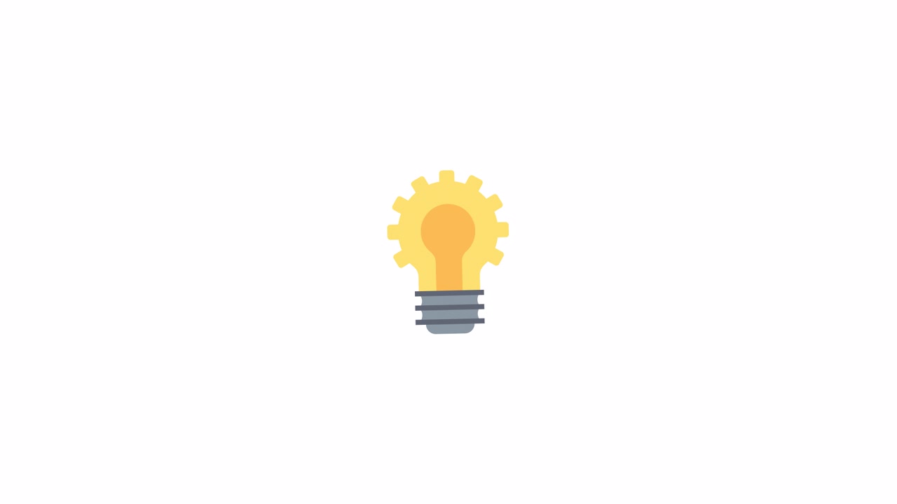 Animated Light Bulb with Rotating Gear Symbolizing Idea