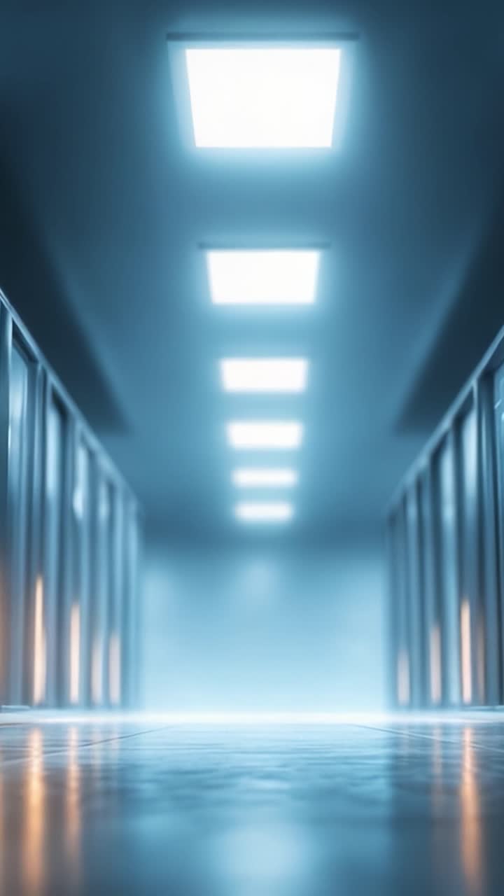 Una Sequenza di Prospettive Distinte in un Corridoio Moderno, che Mostra Simmetria e un'Atmosfera Illuminata, Catturando l'Essenza del Design Architettonico Minimalista negli Spazi Contemporanei.