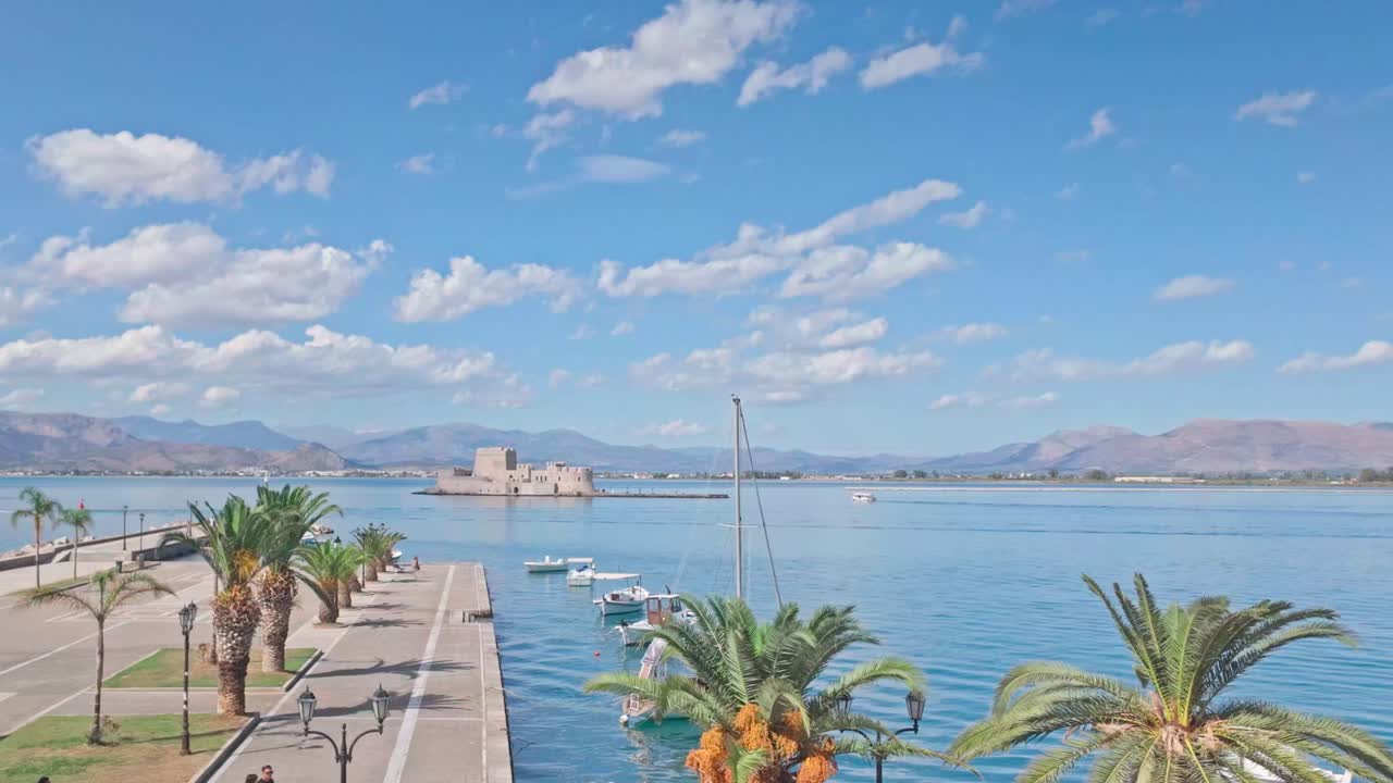 Greek Holiday travel Bouritz bay castle scenic Mediterranean port