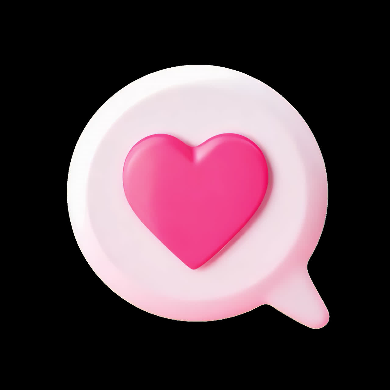 Heart icon in speech bubble animation isolated asset, transparent 4K video, alpha channel, ProRes