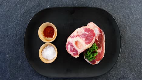 raw meat chops and ingredients