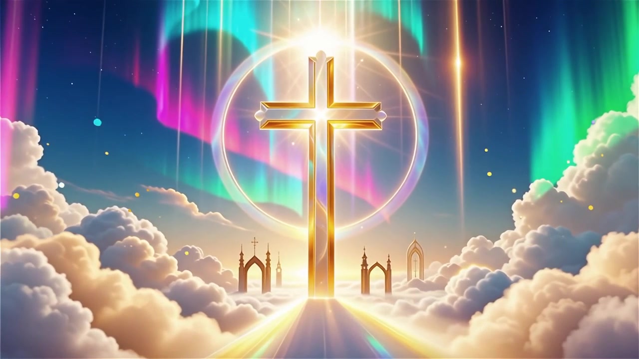 Christian Cross Heavenly Light Worship Background