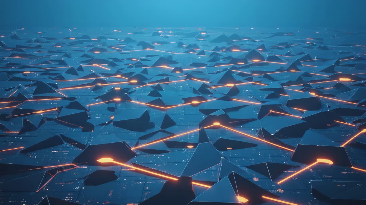 Abstract Digital Network Grid with Glowing Connections