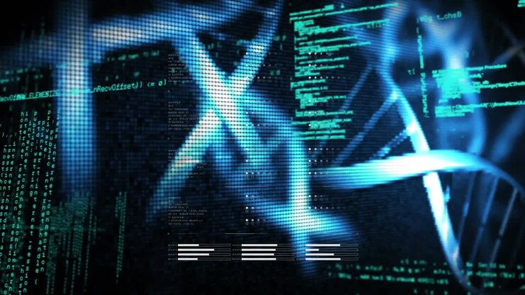 Animation of dna strand and scientific data processing