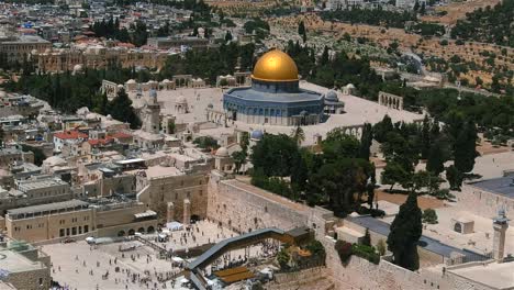 western wall and dome of the rock al aqsa, aerial view