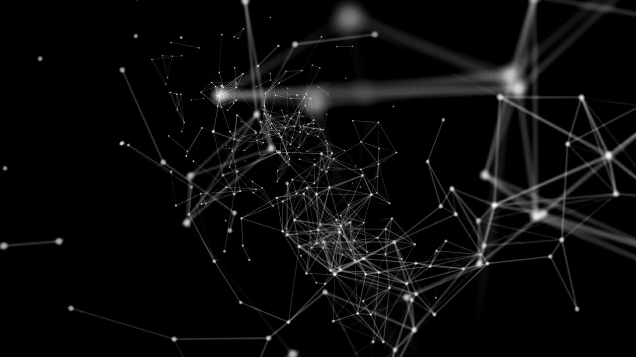 Futuristic plexus animation with glowing triangles in slow motion, 4096x2304 loop 4K