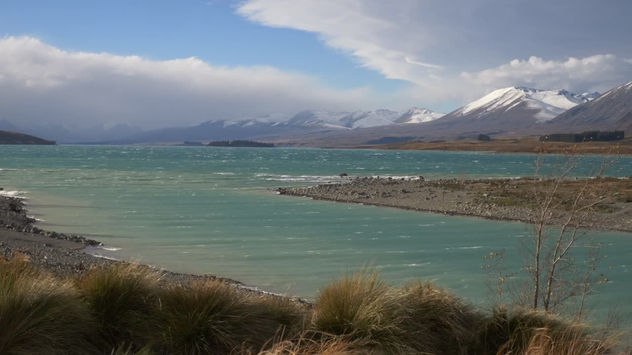 Lake Tekapo Stunning Alpine Lake In The Mackenzie Basin Of New Zealand's South Island. Wide Shot