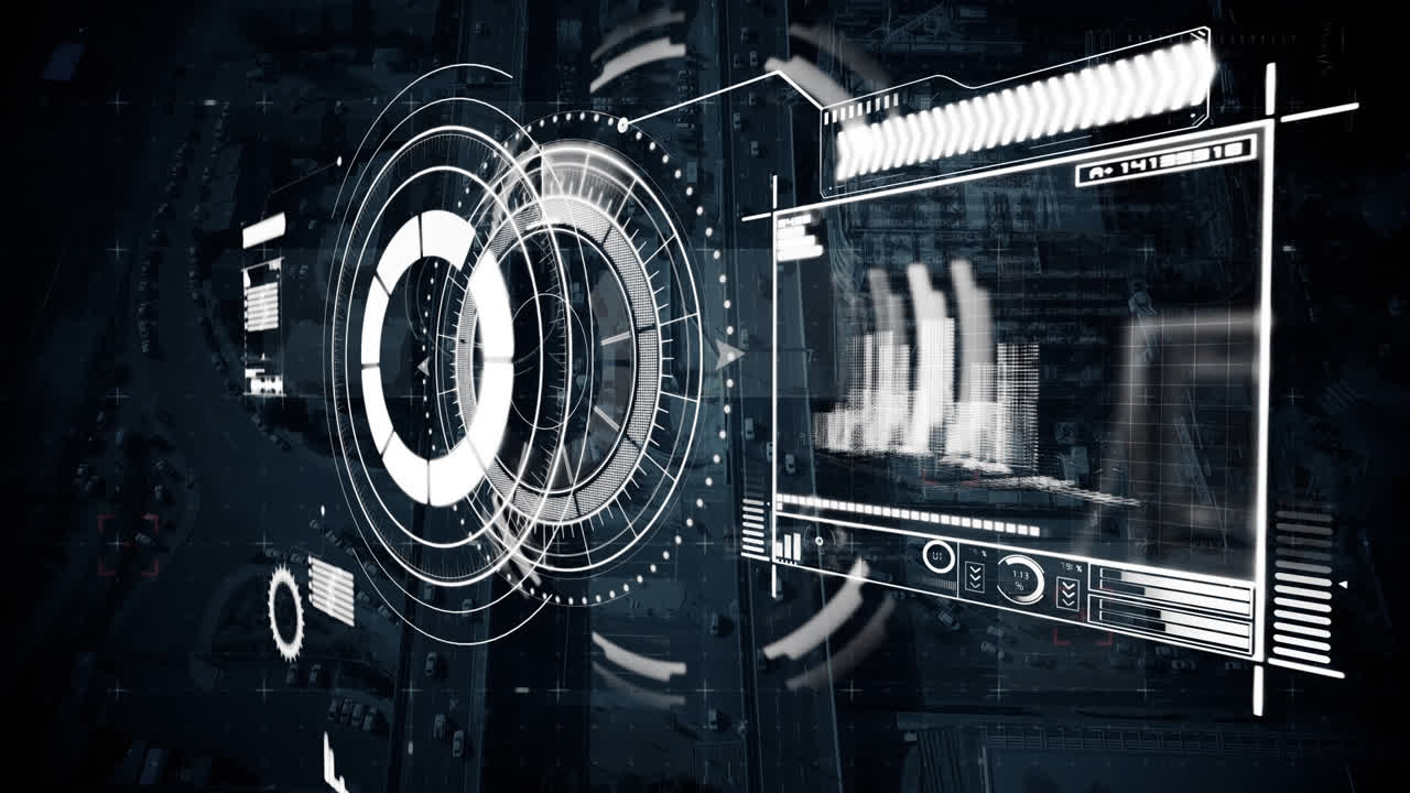 animazione della scansione dell'ambito e dell'elaborazione dei dati sul paesaggio urbano