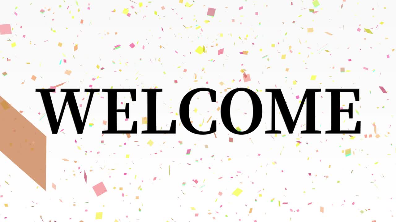Animazione testuale del messaggio "WELCOME" in motion graphics