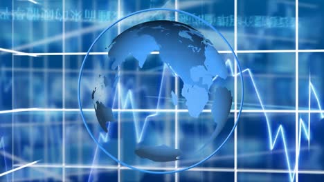 procesamiento de datos financieros contra el globo giratorio