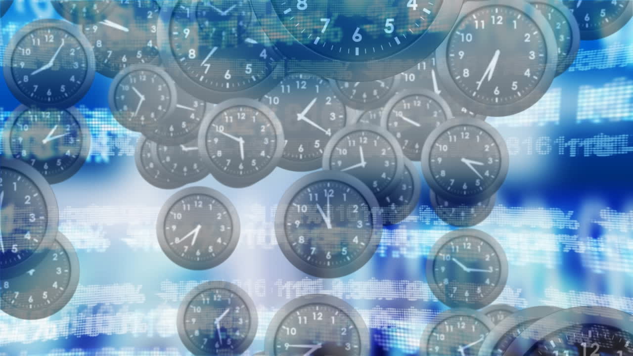 검은 아날로그 시계가 떨어지고