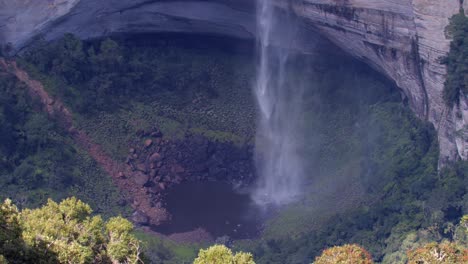 chapada dos guimarães national park, mato grosso, brazil - a breathtaking view of water cascading down the sandstone cliffs, blended with vibrant rainbow hues, at cachoeira véu da noiva - close up