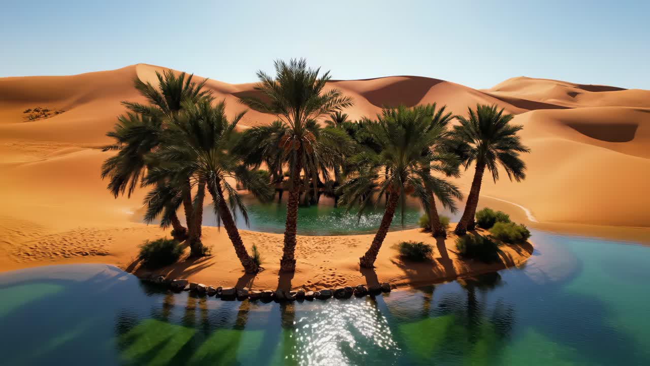 Oasi serena nel deserto con palme