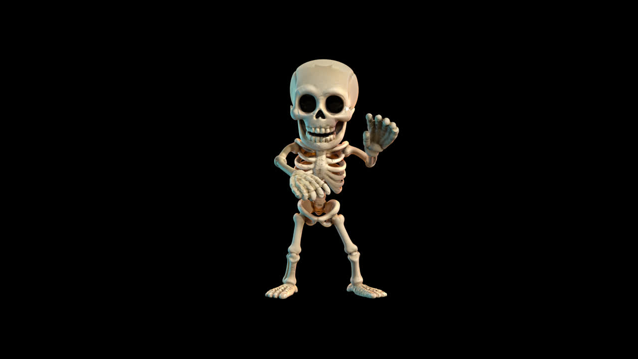 Funny Cartoon Skeleton Character Walking and Falling