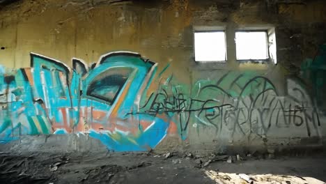 graffiti on a wall in an abandoned building