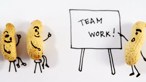 team of peanut figurine attending a presentation